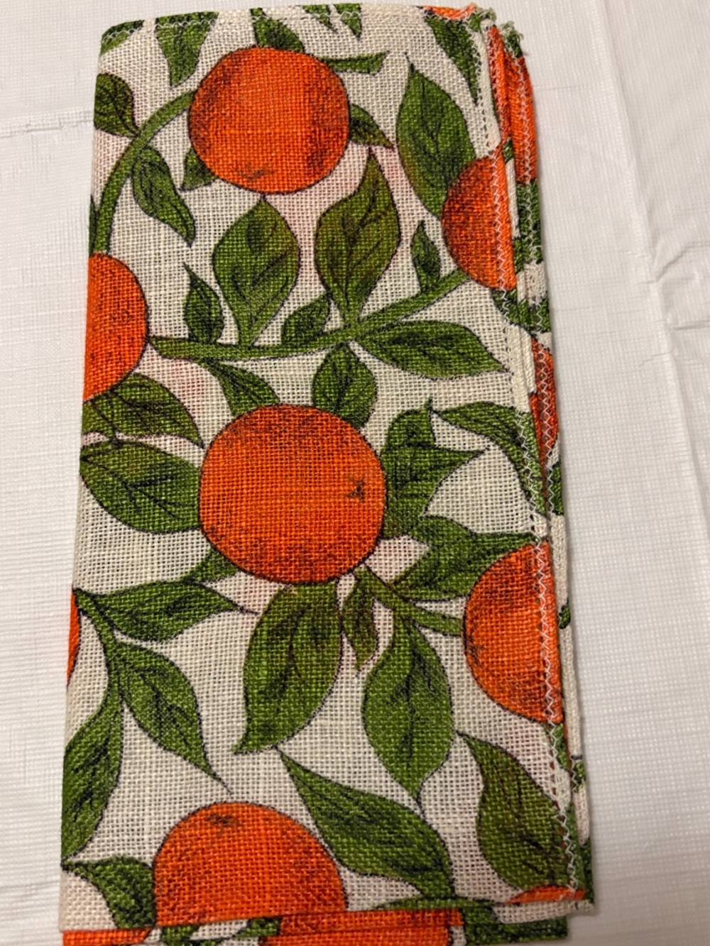 Vintage MCM Linen Napkins Set of 6 Orange Citrus - Picture 4 of 5
